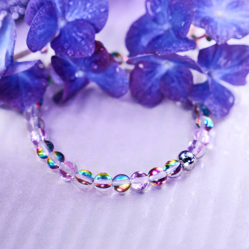 Purple Rain | Silver | Galaxy Glass Bead Bracelet
